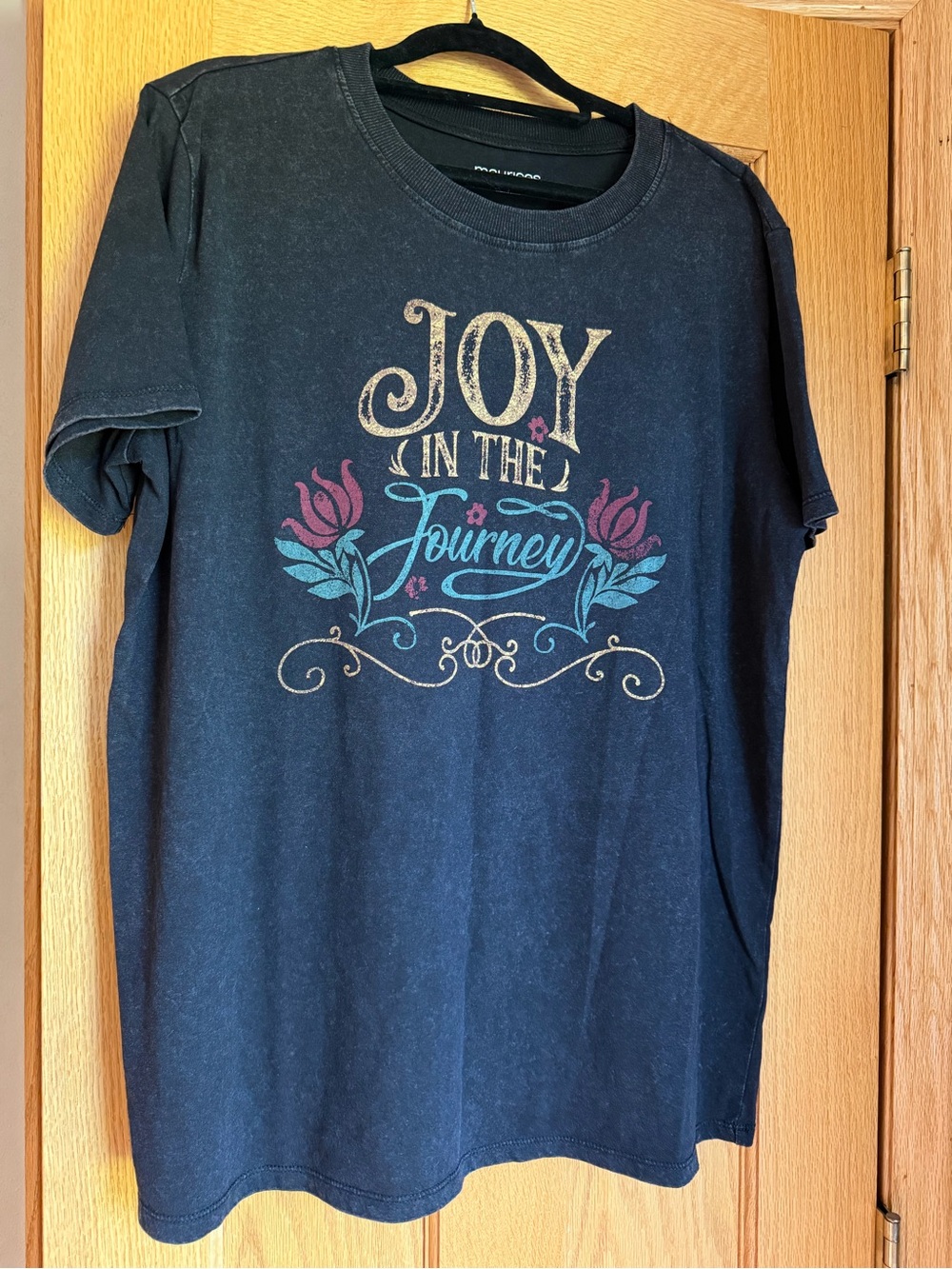 Maurices Joy In The Journey Graphic Tee T-Shirt Black Charcoal Oversized Medium